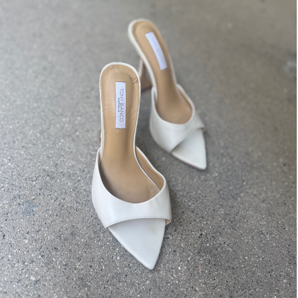 Tony Bianco Victoria White Leather Pointed Toe Heel size 7.5 - Picture 3 of 6